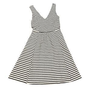 Anthropologie Maeve Cut-Out Textured Dress Sleeveless Striped V-Neck sz 0